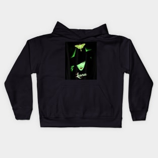 Luna moth witch hat nature butterfly Kids Hoodie